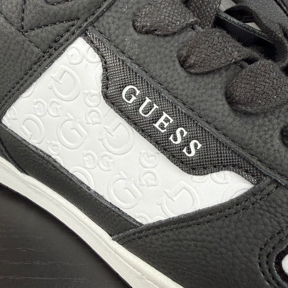 Guess Mens 11 M Tirry Black White Low Top Sneakers Embossed 4G Logo Lace Up New - Picture 9 of 11